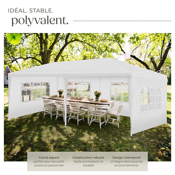 TECTAKE - Pavillon imperméable NOVARA avec 5 côtés blanc - large