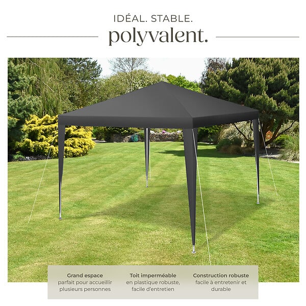 TECTAKE - Pavillon FARAH imperméable avec système enfichable 3x3m gris - large