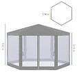 OUTSUNNY - Tonnelle barnum tente de réception hexagonale style cosy métal polyester imperméabilisé surface env. 10 m² gris - vignette