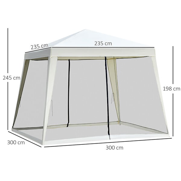 OUTSUNNY - Tonnelle barnum style colonial dim. 3L x 3l x 2,45H m 4 moustiquaires 2 zippées beige noir - large
