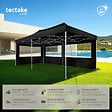 TECTAKE - Tonnelle 6 x 3 m avec 2 rideaux noir - vignette