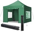 VOUNOT - Tonnelle de jardin renforcée 3x3m pliable avec 4 parois et sac de transport a roulette verte - vignette