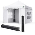 VOUNOT - Tonnelle de jardin renforcée 3x3m pliable avec 4 parois et sac de transport a roulette blanche - vignette