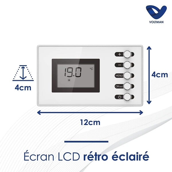 VOLTMAN - Chauffage sèche-serviette 500W - inertie sèche - Blanc - Voltman - large