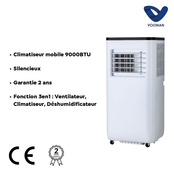 VOLTMAN - Climatiseur ventilateur déshumidificateur silencieux 2600W Classe A - Voltman - large