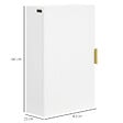 KLEANKIN - Armoire murale de salle de bain - porte, 2 étagères - poignée métal doré MDF blanc - vignette