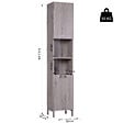 HOMCOM - Meuble colonne rangement salle de bain dim. 30L x 32l x 172H cm 2 placards avec étagère + 2 niches MDF imitation bois gris - vignette
