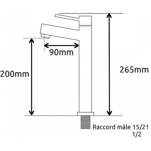 PLANETE BAIN - Robinet lave-mains haut chromé H 26.5 cm - eau froide uniquement - large
