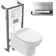 JACOB DELAFON - Pack WC suspendu sans bride à économie d'eau Cléo 1889 +  abattant + bâti-support + plaque rectangle chromé - vignette