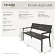 TECTAKE - Banc de jardin Line 2 places avec structure en aluminium 128 x 59 x 88 cm gris foncé - vignette