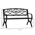 OUTSUNNY - Banc de jardin 2 places style néo-rétro fer forgé dim. 128L x 58l x 85H cm acier époxy fonte noir - vignette