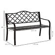 OUTSUNNY - Banc 3 places de jardin terrasse style rural chic 128L x 60l x 89H cm métal époxy anticorrosion fonte brun - vignette
