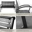 TECTAKE - Banc de jardin PINO 3 places 126 x 62 x 81,5cm noir - vignette