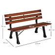 OUTSUNNY - Banc de jardin 2 places style rural chic assise dossier à lattes bois sapin lasuré châssis fonte alu noir - vignette