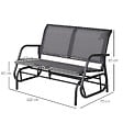 OUTSUNNY - Banc à bascule de jardin 2 places design contemporain grand confort accoudoirs assise, dossier ergonomique acier textilène gris - vignette