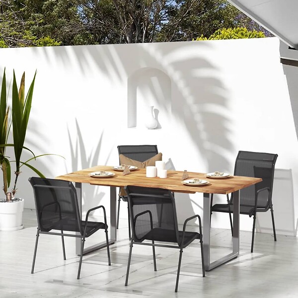 VIDAXL - vidaXL Chaises de jardin 4 pcs Acier et textilène Noir - large