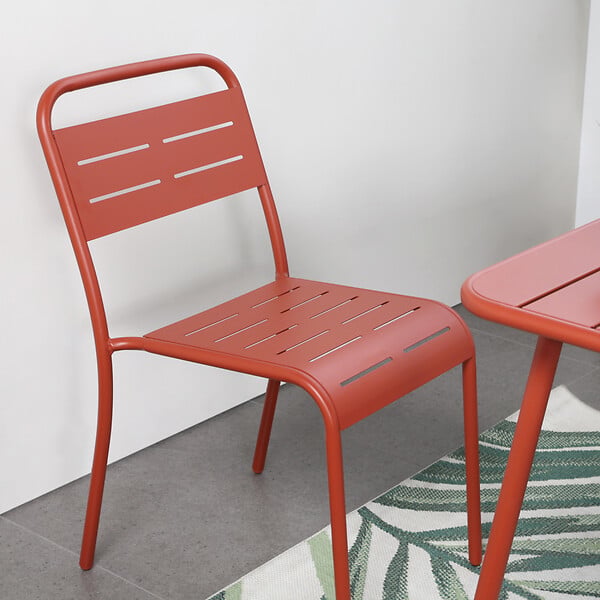 CONCEPT USINE - Lot de 4 chaises salon de jardin repas terracotta BERGAME - large