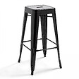 OVIALA - Lot de 4 tabourets de bar acier noir brillant - vignette