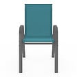 ID MARKET - Lot de 6 chaises de jardin LYMA métal et textilène empilables bleu canard - vignette