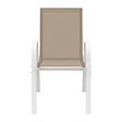 ID MARKET - Lot de 6 chaises de jardin LYMA métal et textilène empilables blanc et beige - vignette