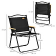 OUTSUNNY - Chaise de plage camping pliante - poignée - structure acier oxford noir - vignette