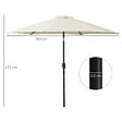 OUTSUNNY - Parasol inclinable de jardin balcon terrasse manivelle toile polyester imperméabilisée haute densité 180 g/m² Ø2,6 x 2,35H m alu crème - vignette
