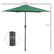 OUTSUNNY - Parasol inclinable de jardin balcon terrasse manivelle toile polyester imperméabilisée haute densité 180 g/m² Ø2,6 x 2,35H m alu vert - vignette