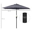 OUTSUNNY - Parasol inclinable de jardin balcon terrasse manivelle toile polyester imperméabilisée haute densité 180 g/m² Ø2,6 x 2,35H m alu gris - vignette