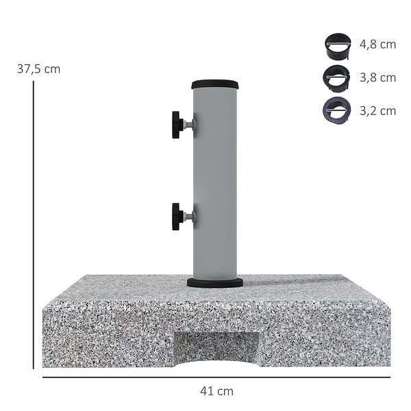 OUTSUNNY - Pied de parasol - Base de lestage en granite carré 28 Kg 2 roulettes poignée - large