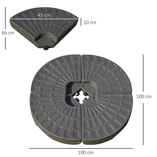 OUTSUNNY - Lot de 4 poids de lestage pour parasols déportés dim. totales 100L x 100l x 10H cm HDPE café - large