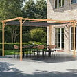 ID MARKET - Pergola édition exclusive effet bois toit rétractable 3x4 M et 4 stores gris anthracite - vignette