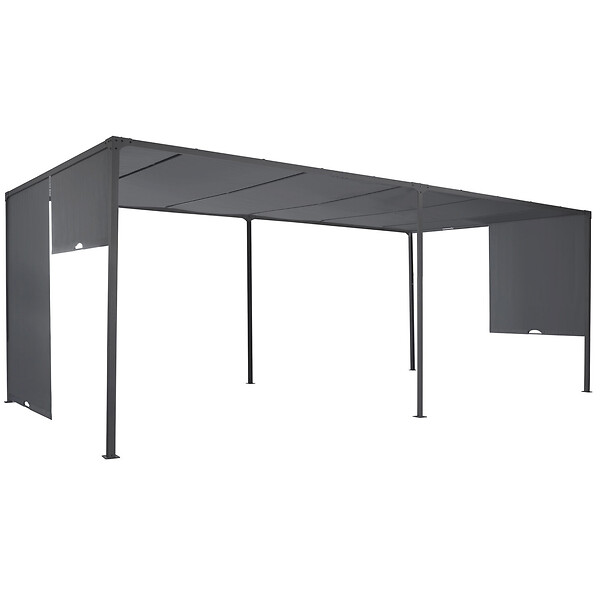 ID MARKET - Pergola coulissante 2 pans 3x6 M belvédère de jardin toile gris anthracite - large