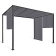 ID MARKET - Pergola coulissante 2 pans 3x3 M belvédère de jardin toile gris anthracite - vignette