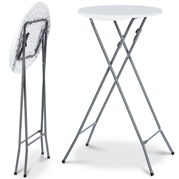 ID MARKET - Lot de 2 tables hautes pliantes 105 CM et 2 housses blanches - large