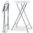 ID MARKET - Lot de 2 tables hautes pliantes 105 CM et 2 housses blanches - vignette