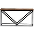 ID MARKET - Range bûches horizontal HAWKINS acier noir plateau bois foncé pour cheminée - vignette