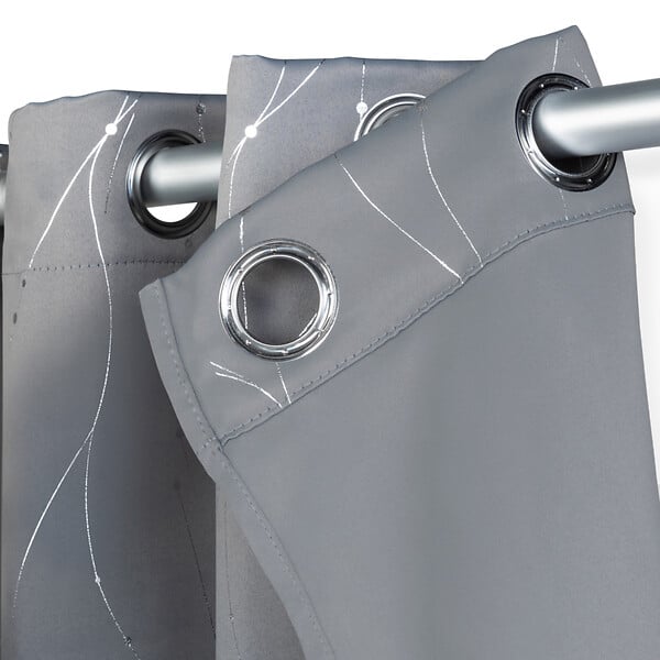 ID MARKET - Lot de 2 rideaux thermiques gris anthracite motif courbe 140x240 cm - large