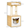 PAWHUT - Arbre à chat 2 griffoirs niche entrée tête de chat plateforme d'observation jouet suspendu coussins amovibles peluche grande douceur aspect bois clair - vignette