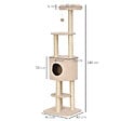 PAWHUT - PawHut Arbre à Chats avec Griffoir Niche Poteaux Peluche Haute Densité 45L x 40L x 148H cm Beige - vignette