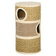 PAWHUT - Arbre à chat cylindrique - tour à griffer pour chat - arbre à chat tour - Tonneau griffoir - 3 niches + plateforme - sisal corde d'algues beige - vignette