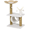 PAWHUT - Arbre à chat style cosy chic fleur - griffoirs, tunnel, plateformes, 4 jeux de boules -  peluche blanche quenouille tressée - vignette