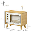 PAWHUT - Maison pour chat design poste de télévision - niche chat panier chat - coussin amovible, boule à ressort - aspect bois clair blanc - vignette