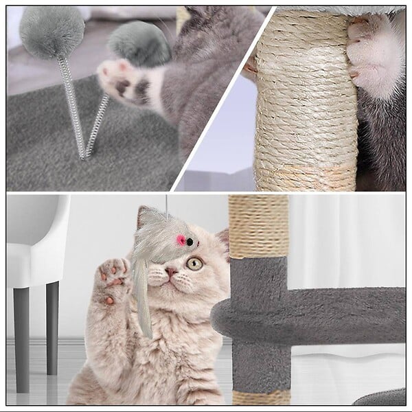 VOUNOT - Arbre à Chat 112cm avec Griffoir Plateforme Niche L Gris - large