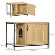 PAWHUT - Maison de toilette pour chat style industriel porte entrée latérale boule suspendue châssis acier aspect bois clair - vignette