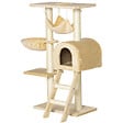 PAWHUT - Arbre à chat griffoir arbre à grimper tour de jeu stable à plusieurs niveaux centre d'activités hauteur 98 cm beige - vignette