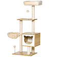 PAWHUT - Arbre à chat multi-équipement griffoirs grattoirs niche hamac panier coussins amovibles H126 cm peluche courte sisal naturel beige - vignette