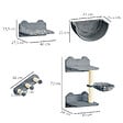 PAWHUT - Mur d'escalade pour chat - arbre à chat design mural - griffoirs, plateformes, 2 paniers, échelle - sisal peluche gris - vignette