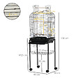 PAWHUT - PawHut Cage à oiseaux volière amovible sur roulettes - toit ouvrant, tiroir déjection, 2 perchoirs, 2 trappes, porte, 2 mangeoires, 2 poignées - étagère - acier PP noir - vignette