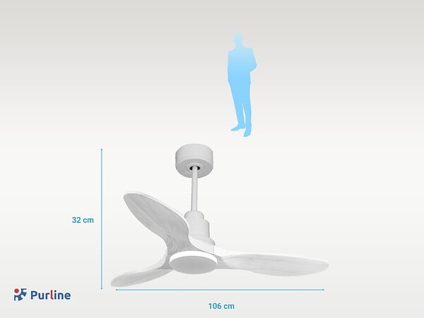 PURLINE - Ventilateur de plafond Réversible  Thermostat Wifi Moteur à courant continu Toits en pente Télécommande Hypersilence Mémoire Shopify Vendible (AUTOMATIQUE) - large
