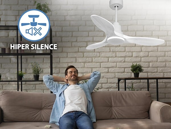 PURLINE - Ventilateur de plafond Réversible  Thermostat Wifi Moteur à courant continu Toits en pente Télécommande Hypersilence Mémoire Shopify Vendible (AUTOMATIQUE) - large